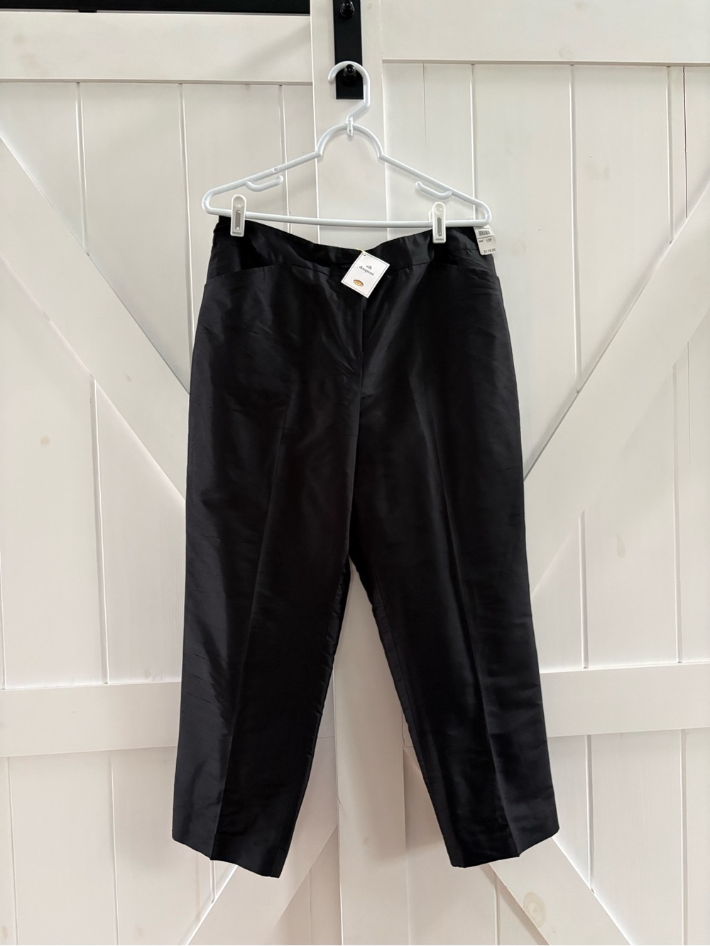 Talbots Petites Vintage Black Pure 100% Silk Straight Leg Dress Pants Size 12P